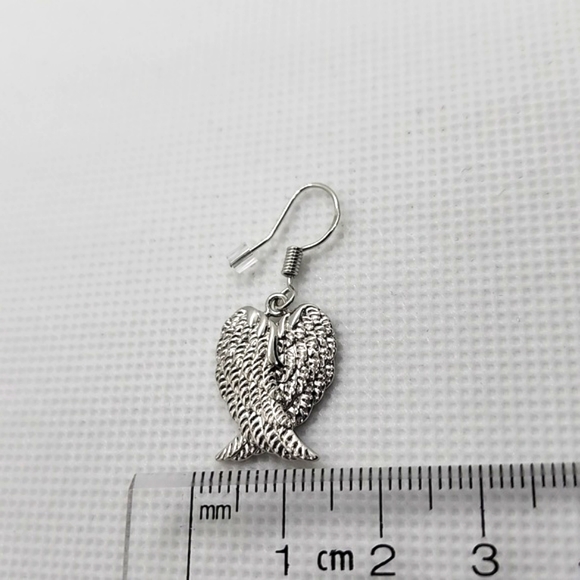 925 Silver Plated Angel Wing Earrings - Picture 9 of 10